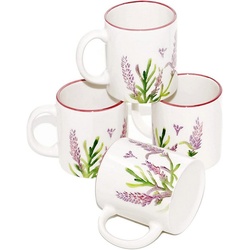 Lashuma Tasse Lavendel, Keramik, Kaffeebecher Set 300 ml, 4 Stück Cappuccino Tassen rosa