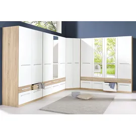 Priess Barcelona Eckschrank 78 x 193 x 36 cm struktureichefarben hell/weiß