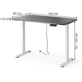 Vicco höhenverstellbarer elektrischer Schreibtisch Elevate, Weiß/anthrazit, 140 x 80 cm 2 Motoren, Model 58655 - Weiß/Dunkelgrau
