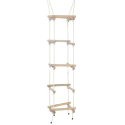 Berg Playbase Zubehör Strickleiter mit Holzsprossen - 4 Seiten - mit beigem geflochtenem Seil - passend für BERG PlayBase