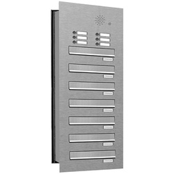 AL Briefkastensysteme Durchwurfbriefkasten 7er Premium V2A Mauer Durchwurf Briefkasten mit Klingel 7Fach A4 grau