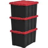 Iris Ohyama Heavy Duty Organisation Boxes, 50L, 3er-Set, Rot, Groß, Robust, Stapelbar, Aufbewahrungsbox, Für Garage, Regale, Umzug, Plastik, Utility, Werkzeugkiste, DDSKT-450