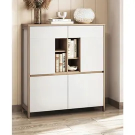 furn.design Highboard 111 x 125 cm Weiß / Eiche