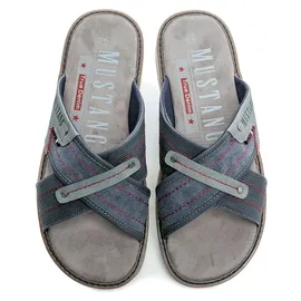 Mustang Herren Pantolette mit lässigem Kreuzriemen 26M0101001, Größe:45 EU, Farbe:Blau - Blau - 45