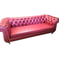 JVmoebel Chesterfield-Sofa Klassisches großes 4-sitziges rosa Chesterfield-Ledersofa rosa