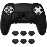 playvital Anti-Rutsche Hülle für ps5 Edge Controller,Case Schutzhülle Hülle Skin aus weichem Gummi mit 6 Stück Stick Kappen für PS5 Edge Wireless Controller(3D Noppen Edition,Schwarz)