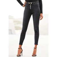 Buffalo High-waist-Jeans, mit modischer Knopfleiste, schmale Skinny-Jeans, Stretch-Qualität, Gr. 42, N-Gr, schwarz, , 79591469-42 N-Gr