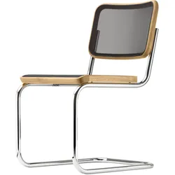 Thonet - S 32 N Stuhl, Chrom / Eiche / Netzbespannung schwarz (Pure Materials)