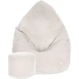 DreamRoots Sitzsack, Weiß, Ecru, 70x105x70 cm, Oeko-Tex® Standard 100, Wohnzimmer, Hocker, Sitzsäcke, XXL Sitzsäcke