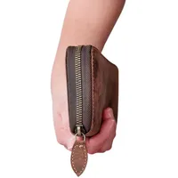 LEAS Große Vollleder Damen Geldbörse Natur Usedlook Reißverschluss rundherum Damenlangbörse Portemonnaie Brieftasche lang Echt-Leder, braun Vin...