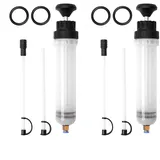 AROMUJOY 2PCS Ölabsaugspritze 200ml, Ölspritze Ölabsaugpistole, Ölabsaugpumpe Handpumpe, Flüssigkeitsabsauger Füllpumpe, Absaugpumpe mit Schlauch Ersatzringen für Motor, Bremsflüssigkeit, Kühlmittel