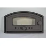 OEM SEZAM - 48 x 27 cm - Pizzaofentür Ofentür aus Gusseisen für Pizzaofen, Backofen, Kamintür mit Glas, Backofentür Holzofentür Kachelofentür - Grau
