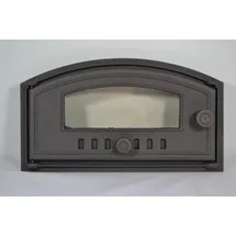 OEM SEZAM - 48 x 27 cm - Pizzaofentür Ofentür aus Gusseisen für Pizzaofen, Backofen, Kamintür mit Glas, Backofentür Holzofentür Kachelofentür - Grau