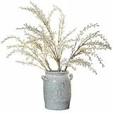 Loberon Deko-Zweige 3er Set Palmyra, handgefertigt, naturgetreue Weidenkätzchen-Optik, Kunstblume, Dekoration, Kunststoff, Eisendraht, weiß/braun
