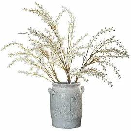Loberon Deko-Zweige 3er Set Palmyra, handgefertigt, naturgetreue Weidenkätzchen-Optik, Kunstblume, Dekoration, Kunststoff, Eisendraht, weiß/braun