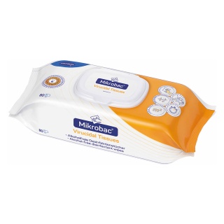 Bode Mikrobac® Virucidal Tissues Desinfektionstücher, Gebrauchsfertige Desinfektionstücher mit umfassender Wirksamkeit, 1 Flow-Pack = 80 Tücher