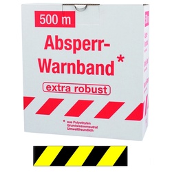 FLUID 100481 Absperrband Warnband ROBUST Gelb Schwarz quer gestreift Länge 500m