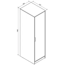 Fackelmann Wäschekorbschrank mit 1 Tür 50 cm x 188,2 cm x 65,1 cm Weiß