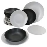 Mambocat Nero Bianco Speiseteller 18-tlg. 6 Personen Weiß/Schwarz