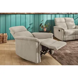 luma-home Relaxsessel 15504 Cord 78 x 100 x 93 cm Beige mit Liegefunktion