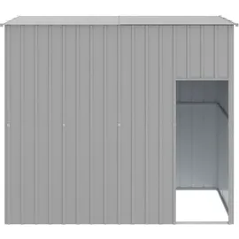 vidaXL Hundehütte mit Auslauf Hellgrau 214x661x181 cm Verzinkter Stahl