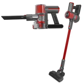DMS DMS® 2in1 Zyklon Akku Staubsauger kabelloser Handstaubsauger, Elektrobürste, Lithium-Ionen Akku,Ladestation, Betriebszeit 35 Min (Rot-Grau)