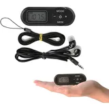 Tragbarer FM-Radio-Empfänger, tragbarer DSP-Mini-1,1-Zoll-LCD-Digital-FM-Radio-Musik-Player, Schwarz mit Kopfhörer