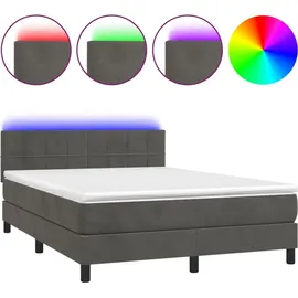 vidaXL Boxspringbett 140 x 200 cm Dunkelgrau