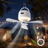 Deckenventilator mit Beleuchtung Camping,Mobiler Ventilator Lampe mit Fernbedienung,Aufladbar Deckenventilator für Außenbereich,USB Deckenventilator für Camping und andere Outdoor-Aktivitäten ﻿