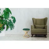 Kayoom Sitzhocker KAYOOM "Hocker Wesley 325,Sitzpouf in elegantem Design, Gestell aus Metall", grün (grün, gold), B:40cm H:49cm T:40cm, Bezug: 80% Baumwolle 20% Polyester (Samt) Gestell: Stahl, Hocker, Sitzhocker, glamourös, hochwertig, mit weichem Sitzkissen