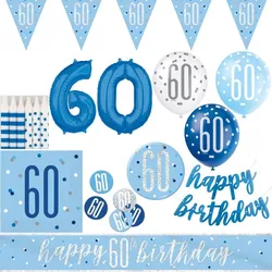 60. Geburtstag Partydeko blau Mann hellblau Geburtstagsparty Artikel Set volljährig Erwachsen