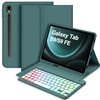 Bettdow für Samsung Galaxy Tab S9 FE 2023 Tastatur Hülle, QWERTZ Layout Abnehmbarer Beleuchtete Tastatur mit Hülle für Galaxy Tab S9 11"/Tab S9 FE 10.9" 2023 SM-X510/X516B/X710/X716B/X718U, Dunkelgrün