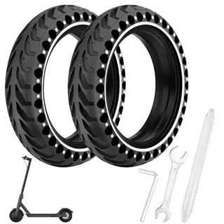 Scooter Reifen, E Scooter Reifen, Solid Tyres Compatible with Xiaomi Pro 2 / M365 / M365 Pro / 1S / Essential, 8 1/2 x 2 Ersatz-Vollgummireifen, kompatibel mit 8,5-Zoll-Scooter Reifen (Weiß)
