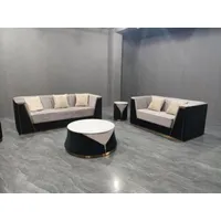 JVmoebel Sofa Medusa Couch Set Garnitur 3+2 mit Couchtisch Sofagarnituren, 3 Teile, Made in Europa grau|schwarz