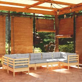 vidaXL Garten-Lounge-Set 7-tlg. grau Kiefernholz