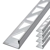 Dalsys Fliesenschiene L-Profil 5x 2,5m x 10mm Edelstahl Gebürstet Winkelprofil