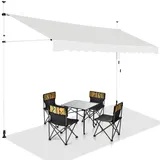 COSTWAY Klemmmarkise 400 cm breit, Balkonmarkise ohne Bohren, UV-beständig, höhenverstellbar, wasserabweisend, Markise mit Handkurbel, Sonnenmarkise, Sonnenschutz für Balkon, Beige