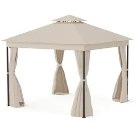 Blumfeldt Mondo Dual Pavillon 3 x 3 m inkl. Moskitonetz Beige