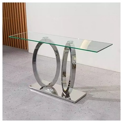 JVmoebel Konsolentisch Designer Luxus Konsole Tisch Konsolen Tische Edelstahl mit Glas Design (1-St., 1x Konsole), Made in Europa silberfarben