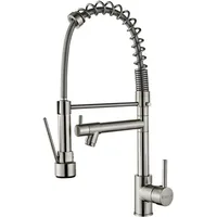 Cyslmuk - Küchenarmatur, Spültischarmatur mit herausziehbarer Brause, 2 Funktionen, 360° schwenkbarer Auslauf, Spültischarmatur – gebürstetes Silber