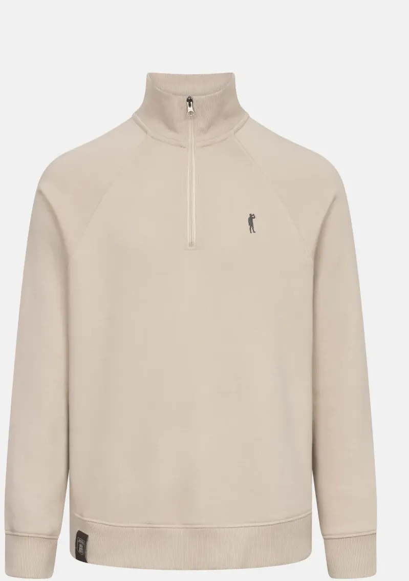 Derbe Halfzip Basic Kippes Herren Beige Sweatshirt GOTS