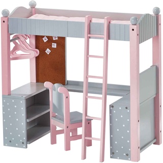 Teamson Kids Puppen-Etagenbett Schreibtisch Puppenzubehör Spielzeug Olivias World TD-0204AG