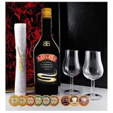 Geschenk Baileys Salted Caramel irischer Likör +2 Likörgläser +9 Edelschokoladen