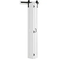 SucceBuy Faltbare Schiebetür im Scheunentor-Stil 609x2134 mm aus MDF, mit Beschlagsatz und platzsparendem H-Rahmen-Design, Faltschiebetür für Sc... - Weiß