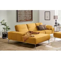 W.SCHILLIG Ecksofa run, Designsofa mit tollem Sitzkomfort, bequem, Breite 299cm, L-Form, mit elegantem Holzsockel, Füße in Silber matt, Breite 299 cm gelb
