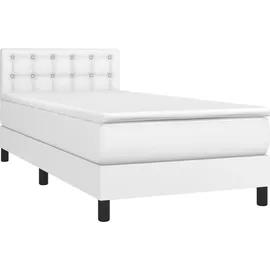 vidaXL Boxspringbett mit Matratze Weiß 90x200 cm Kunstleder1389799