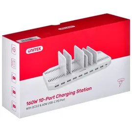 UNITEK Y-2190 Charging station 8x (USB-C, Ports), Dockingstation + USB Hub, Weiss