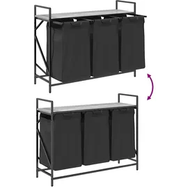 vidaXL Wäschekorb 3 Fächer mit Ablage Grau Sonoma