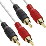 InLine Audiokabel 2x Cinch-Stecker/Stecker weiß / gold 2,0m (89938W)