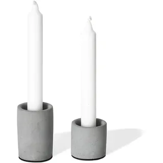 anaan High & Low Kerzenständer für Stabkerzen Teelichthalter aus Beton Design Tischdeko geometrisch Industrie modern skandinavisch deko (2er Set L + S)